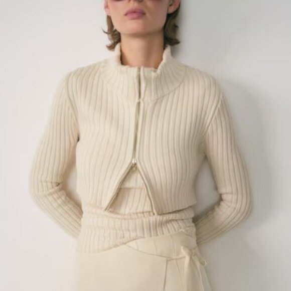 Mango Sweaters - Mango Dual Layer Cable Knit Long Sleeve Sweater Size Med NWT